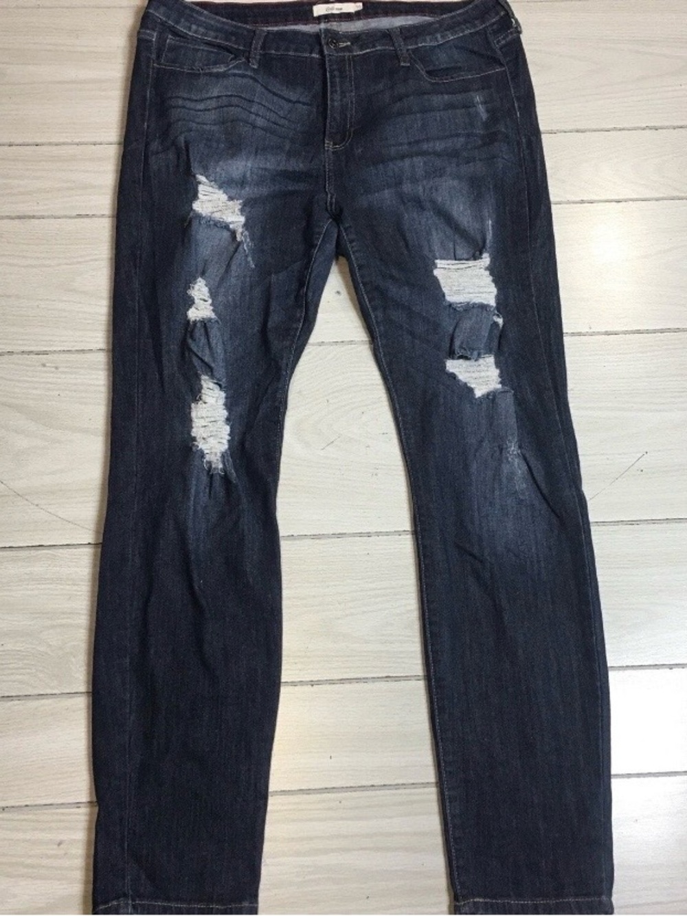 Cello Jeans Women 18 Distressed Skinny Dark Wash Stretch Denim Jeans Plus Size